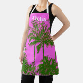 Makena Beach Hawaiian Sketchy Palms - Fuchsia Schort (Insitu)