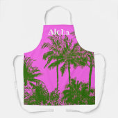 Makena Beach Hawaiian Sketchy Palms - Fuchsia Schort (Voorkant)