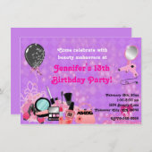 Makeover Maquillage Beauté Filles Invitations (Devant / Derrière)