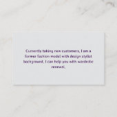 Makeover mode stijl persoonlijk ontwerp consultant visitekaartje (Achterkant)