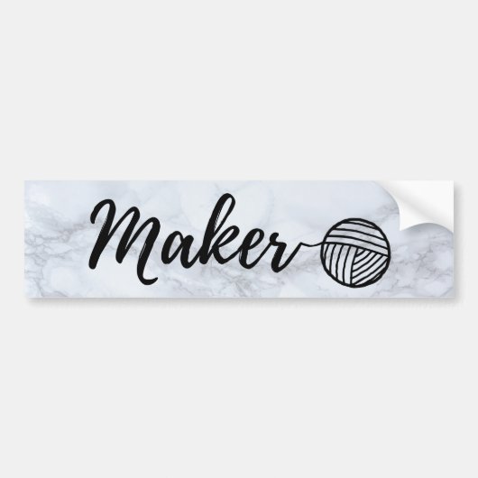Maker Crafts & Yarn Typografie op Faux Marble Bumpersticker (Voorkant)