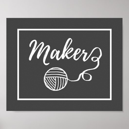 Maker Yarn + Crafts Typografie Donker Poster (Voorkant)