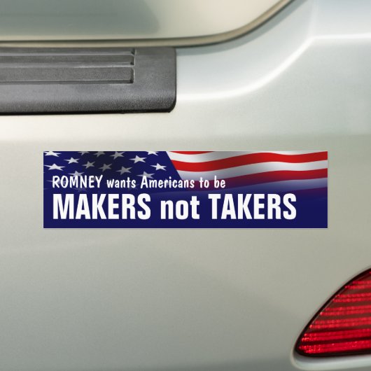 Makers Niet Takers - Romney Ryan 2012 Bumpersticker (Op auto)