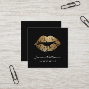 Makeup artiest Elegant Gold Lips Vierkante Visitekaartje