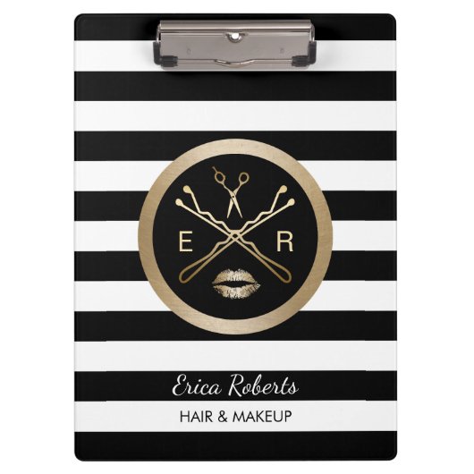 Makeup artiest & haar Stylist Moderne Stripes Klembord (Voorkant)