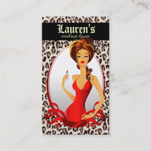 Makeup Artiest Lipstick Red Leopard Beige Visitekaartje