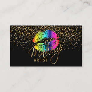 Makeup-artiest met gouden Confetti en regenbooglif Visitekaartje