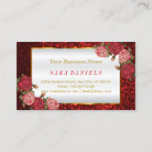 Makeup artiest - Red Rose Glitter Lip Design Visitekaartje (Achterkant)