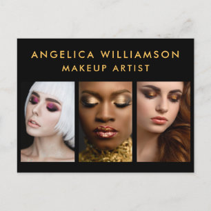 Makeup Artist 3 Foto Gold Business Briefkaart