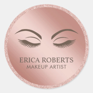 Makeup Artist Beauty Girl Roos Gold Glitter Ronde Sticker