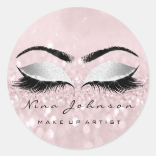 Makeup Artist Beauty Gray Pink Eye Glitter Lashes Ronde Sticker