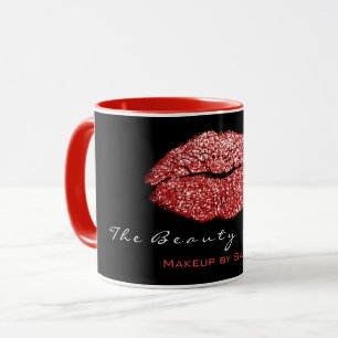Makeup Artist Beauty Kiss Lips Red Black Glitter Mok