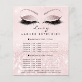 Makeup Artist Beauty Lash Glitter Price List Roze Flyer (Voorkant)