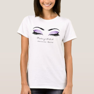 Makeup Artist Beauty Lashes Paarse Lavanda Glitter T-shirt