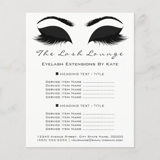 Makeup Artist Beauty Salon Black White Flyer Brows (Voorkant)