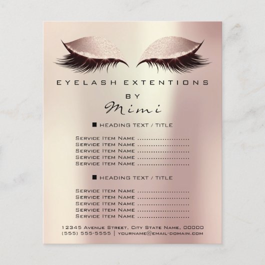 Makeup Artist Beauty Salon Lashes Flyer Roos Spark (Voorkant)