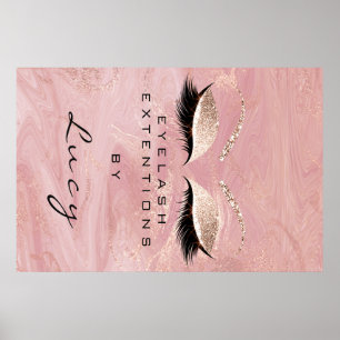 Makeup Artist Beauty Salon Lashes Roze Glitter Poster