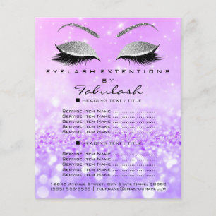 Makeup Artist Beauty Salon Silver Glitter Lavanda3 Flyer