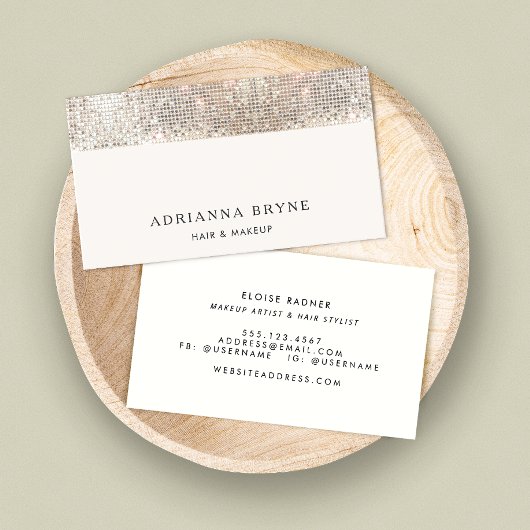 Makeup Artist Beauty Salon Silver Sequin Visitekaartje