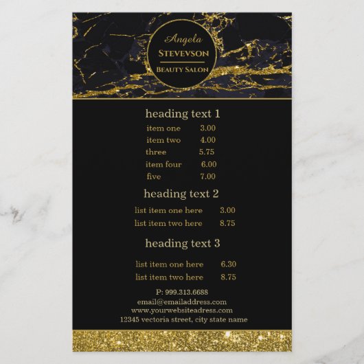 Makeup Artist Black Gold Marble flyer (Voorkant)