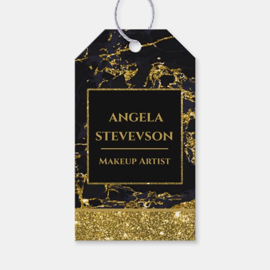 Makeup Artist Black Gold Marble Gift Label Cadeaulabel (Voorkant)