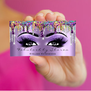 Makeup Artist Brow Eyelash Drift Paarse Holograaf Visitekaartje