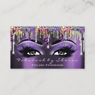 Makeup Artist Brow Eyelash Gray Paarse Holograaf Visitekaartje