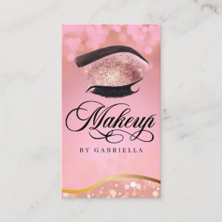 Makeup Artist Brow Eyelash Pink Glitter Visitekaartje