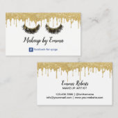 Makeup Artist Chic Lashes Modern Gold Driving Visitekaartje (Voorkant / Achterkant)