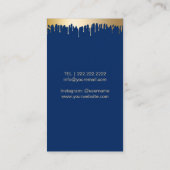 Makeup Artist Classy Gold Navy Blue Monogram Salon Visitekaartje (Achterkant)