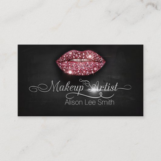 Makeup Artist / Diamonds Sparkle Lips Visitekaartje (Voorkant)