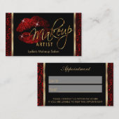 Makeup Artist - Donkerrood Afsprakenkaartje (Voorkant / Achterkant)