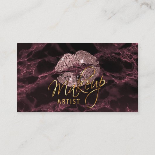 Makeup Artist Dusty Roos en Black Marble Visitekaartje (Voorkant)