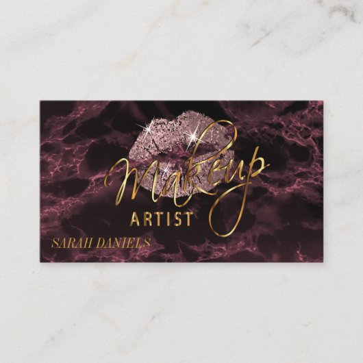 Makeup Artist Dusty Roos en Zwarte Benoeming Afsprakenkaartje (Voorkant)