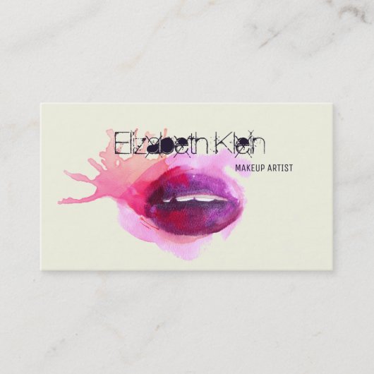 Makeup Artist Edgy Waterverf Lips Visitekaartje (Voorkant)