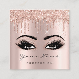 Makeup Artist Event Planner Glitter Eyelash Square Vierkante Visitekaartje