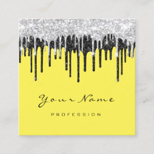 Makeup Artist Event Planner Grey Black Yellow Vierkante Visitekaartje
