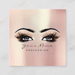 Makeup Artist Eyebrow Eye Lashes Roos Pink Square Vierkante Visitekaartje