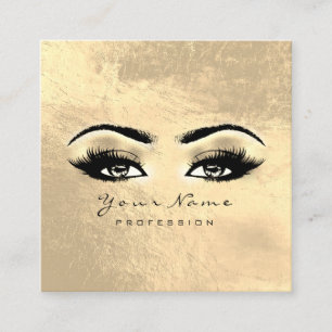 Makeup Artist Eyebrow Eyes Lashes Gold Square Vierkante Visitekaartje