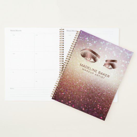 Makeup Artist Eyebrow Eyes Lashes Roos Gold Planner (Display)