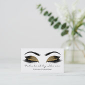 Makeup Artist Eyebrow Lashes Chocolate Black White Visitekaartje (Staand voorkant)