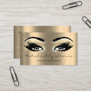 Makeup Artist Eyebrow Lashes Extension Gold Eyes Visitekaartje