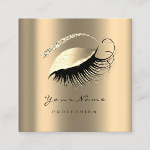 Makeup Artist Eyebrow Lashes Sepia Gold Square VIP Vierkante Visitekaartje
