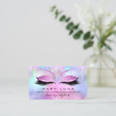 Makeup Artist Eyebrows Lash Holographic PInk Visitekaartje (Staand voorkant)