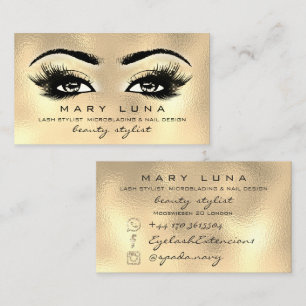 Makeup Artist Eyebrows Lashes Glass Gold Visitekaartje