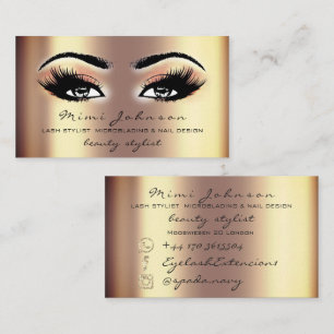 Makeup Artist Eyebrows Lashes Gold Esthetician Visitekaartje