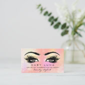 Makeup Artist Eyebrows Lashes Peach Roos Pastel Visitekaartje (Staand voorkant)