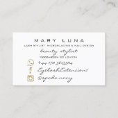 Makeup Artist Eyebrows Lashes White Rose Gold Visitekaartje (Achterkant)