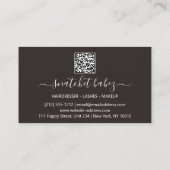 Makeup Artist Eyelash Haar Brows QR Code Black Visitekaartje (Achterkant)