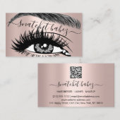 Makeup Artist Eyelash Haar Brows QR Code Logo Roos Visitekaartje (Voorkant / Achterkant)